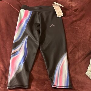 Adidas Black Leggings with Vibrant Swirl
